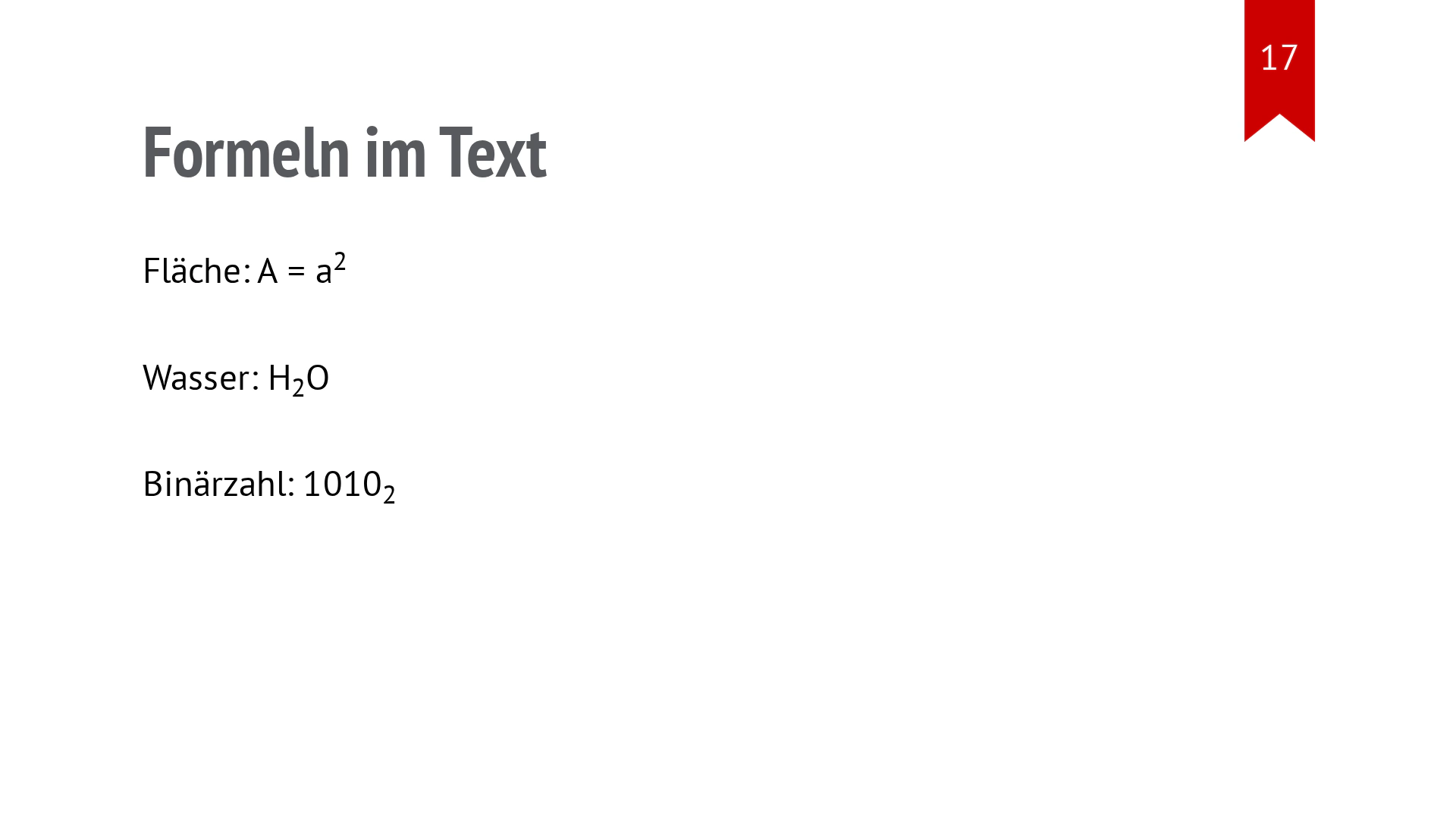 Folie mit mathematischen Formeln innerhalb von Fließtext.
