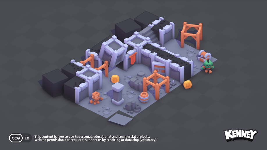 Dungeonräume, Mauern und Requisiten des Mini Dungeon Kits.