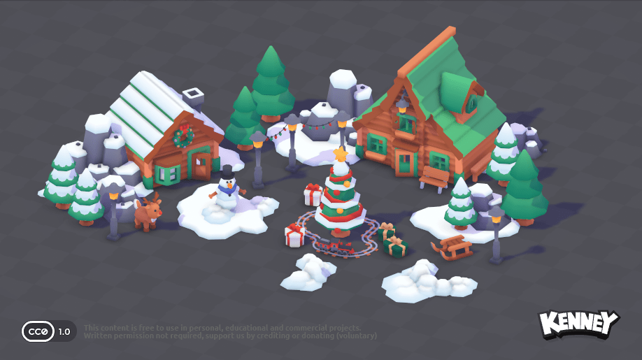 Winterliche Figuren, Geschenke und Dekorationen des Holiday Kits.
