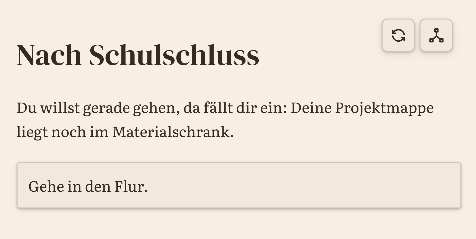 Die Geschichte im cremefarbenen Paper-Theme mit Serifenschrift.