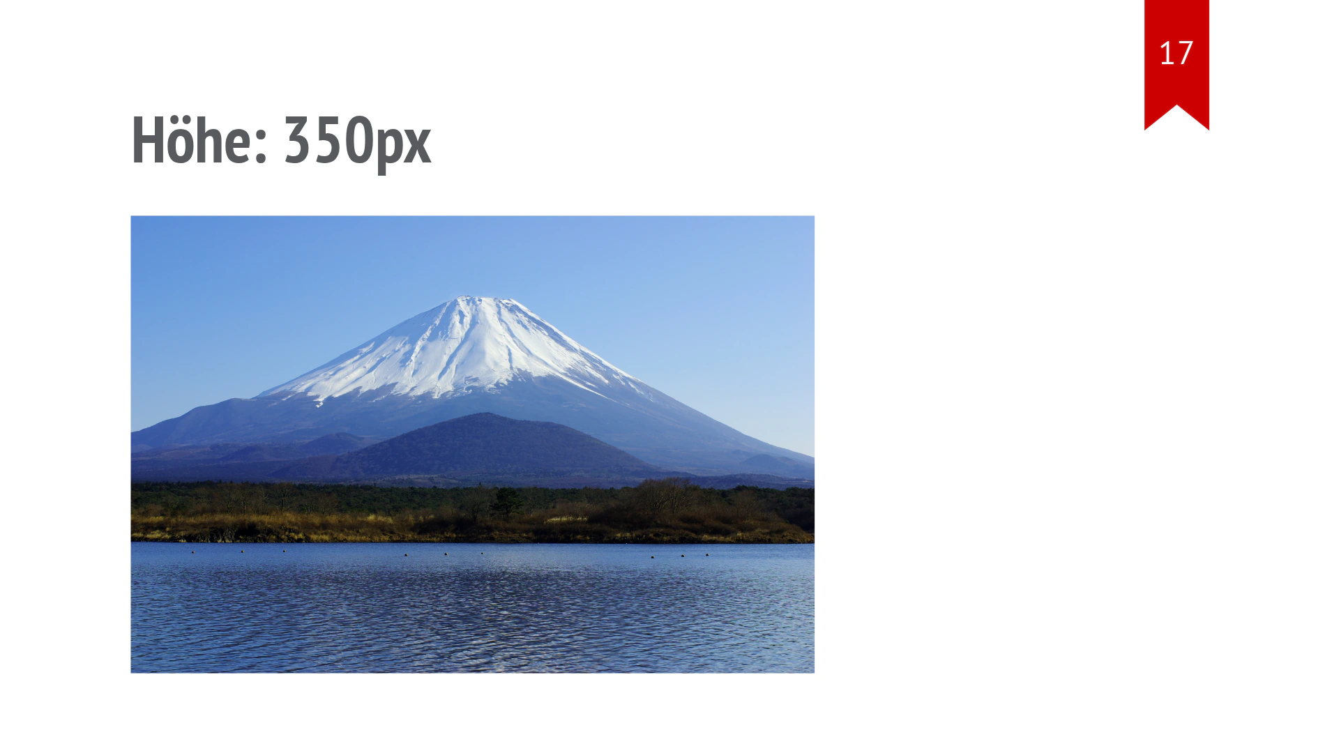 Das Fuji-Foto ist auf 350 Pixel Höhe skaliert und vollständig sichtbar.