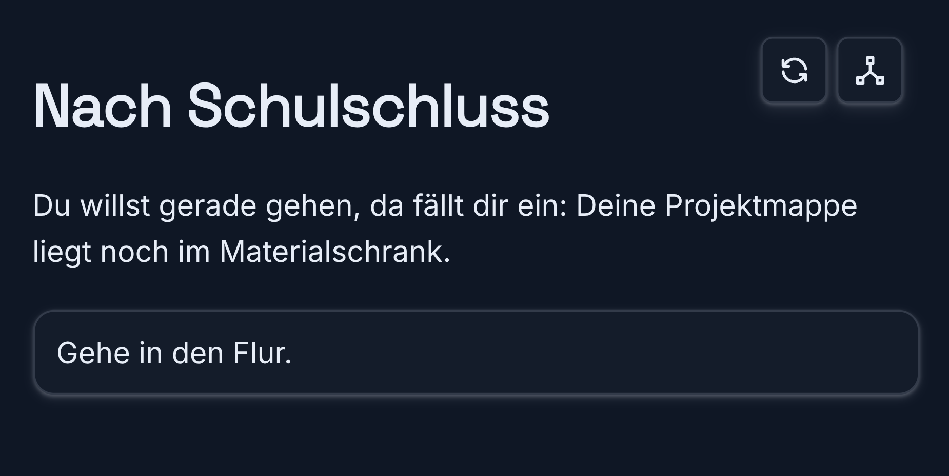 Die Geschichte im dunkelblauen Midnight-Theme.