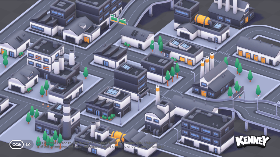 Industriegebäude, Tanks und Rohre des industriellen City Kits.
